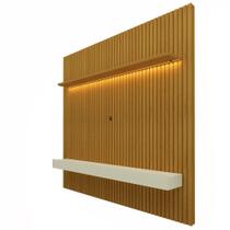 Painel Home Gelius Nobre com ripas autênticas para TV de até 79 polegadas Naturale/Off White