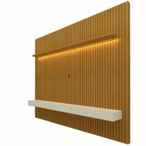 Painel Home Gelius Nobre com ripas autênticas para TV de até 85 polegadas Naturale/Off White