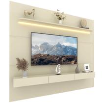 Painel Home Gelius Royal 100% MDF 220 cm de largura com LED e 3 gavetas OFF White Painel Home Gelius Royal 100% MDF 220 cm de largura com LED e 3 gavetas OFF White
