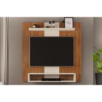 Painel Home p/TV até 47 Polegadas Smart c/ Prateleira e Nichos 120x120cm Freijó/Off White - DJ Móveis