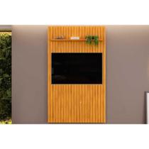 Painel Home p/TV até 55 Polegadas Pratic Ripado c/ Prateleira 143x240cm Cedro - DJ Móveis