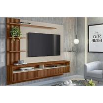 Painel Home p/ TV até 65 Pol Araruna c/ 2 Porta e 3 Prateleiras 200x170cm Freijó/Off White - Linea Brasil