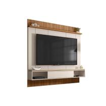 Painel Home p/ TV até 65 Pol Vênus Ripado c/ 1 Porta e 2 Nichos 180x171cm Off White/Freijo - Caemmun