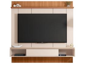 Painel Home p/ TV até 65 Pol Vênus Ripado c/ 1 Porta e 2 Nichos 180x171cm Off White/Freijo - Caemmun Painel Home p/ TV até 65 Pol Vênus Ripado c/ 1 Porta e 2 Nichos 180x171cm Off White/Freijo - Caemmun