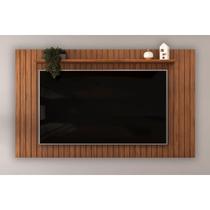 Painel Home p/TV até 65 Polegadas Lume Ripado c/ Prateleira 175x108cm Freijo - DJ Móveis