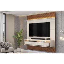 Painel Home p/ TV até 70 Pol Taylor 179x207cm Off White/Freijó - DJ Móveis