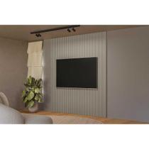 Painel Home p/ TV até 85 Pol Modular 2.2 Ripado 219x250cm Gris Fosco - Linea Brasil