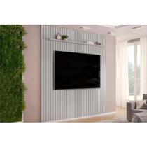 Painel Home p/ TV até 85 Pol Pratic Ripado c/ 1 Prateleira 250x240cm Bali - DJ Móveis