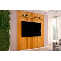 Painel Home p/TV até 85 Polegadas Pratic Ripado c/ Prateleira 250x240cm Cedro - DJ Móveis