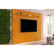 Painel Home p/TV até 85 Polegadas Pratic Ripado c/ Prateleira 275x240cm Cedro - DJ Móveis Painel Home p/TV até 85 Polegadas Pratic Ripado c/ Prateleira 275x240cm Cedro - DJ Móveis
