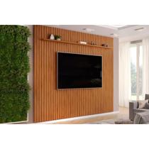 Painel Home p/TV até 85 Polegadas Pratic Ripado c/ Prateleira 275x240cm Freijo - DJ Móveis Painel Home p/TV até 85 Polegadas Pratic Ripado c/ Prateleira 275x240cm Freijo - DJ Móveis