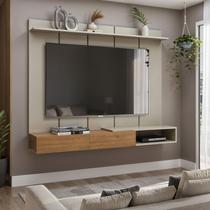 Painel Home Para Tv Até 55 Polegadas Liso Ripado Ravello 160 Cor:Off White/Cinamomo