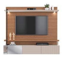 Painel Home para TV até 70 Polegadas com LED 2 Portas Basculante e Espelho Atalaia Colibri Natura Real/Off White