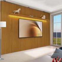 Painel Home Ripado Grande TV Até 85 Polegadas Com LED Naturale Notório Shop JM - GELIUS