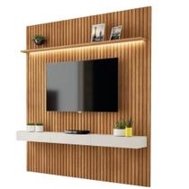 Painel Home Ripado Inovare 1.85m C/ Led Sala TV até 75 polegadas Carvalho/OffWhite
