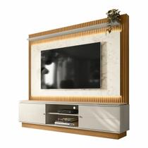 Painel Home Ripado Sala Para TV Até 75 Polegadas com Led 2 Prateleiras 2 Portas MDF 2 Nichos Guararapes Painel Home Ripado Sala Para TV Até 75 Polegadas com Led 2 Prateleiras 2 Portas MDF 2 Nichos Guararapes