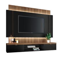Painel Home Suspenso 1.8 para TV até 55 Polegadas MDP/MDF com Fita LED Illusion Preto/Castanho G26 - HB Móveis