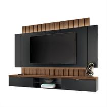 Painel Home Suspenso 2.2 para TV até 70 Polegadas MDP/MDF com Fita LED Illusion Preto/Castanho G26 - HB Móveis