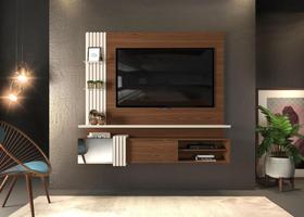 Painel Home Suspenso GOTTI para TV até 55 polegadas 1 Porta MARROQUIM/OFF WHITE - Dj Móveis
