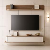 Painel Home Suspenso Ideal para Tv até 70 Polegadas Concept Design Moderno Off-white/amadeirado