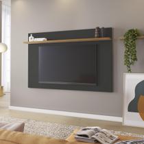 Painel Home Suspenso Para TV Até 60 Polegadas 1 Prateleira Sala de Estar Preto e Marrom Madeira