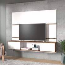 Painel Home Suspenso Para TV Até 60 Polegadas Sala de Estar 2 Portas 1 Nicho 160 cm Branco Marrom