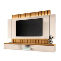 Painel Home Suspenso Ripado Led Sala Estar Escritório Quarto TV Até 70 polegadas 2 Portas Basculantes 1 Prateleira De Vidro Illusion 2.2