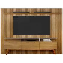 Painel Home Suspenso Valdemóveis Curitiba com Rack Bancada São Paulo com largura 2,24 metros pata TV de 75 polegadas Cinamomo/OFF White
