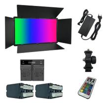 Painel Iluminador de Led 50w Soleste U800 RGB com fonte bivol2 baterias F970carregador duplo T Painel Iluminador de Led 50w Soleste U800 RGB com fonte bivol2 baterias F970carregador duplo T