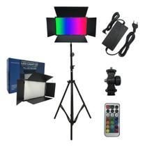 Painel Iluminador de LED 50w Soleste U800 RGB com fonte bivolt e Tripé de 2M T
