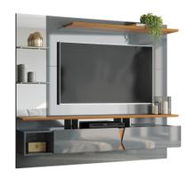 Painel Intense 1.83 Tv 55 Polegadas Prateleiras Vidro Espelhos 2 Portas Sala Estar - Cinza/Tauari Painel Intense 1.83 Tv 55 Polegadas Prateleiras Vidro Espelhos 2 Portas Sala Estar - Cinza/Tauari