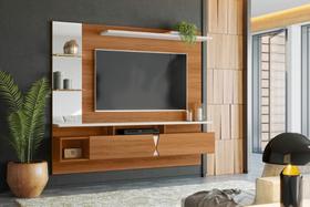 Painel Intense p/ Tvs Até 55'' c/ Gaveteiros e Prateleiras Suporte para Itens - Jequitiba/Off White Perolizado Painel Intense p/ Tvs Até 55'' c/ Gaveteiros e Prateleiras Suporte para Itens - Jequitiba/Off White Perolizado