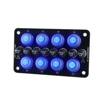Painel Interruptor 8 Funções com Fusível LED Azul 12-24v