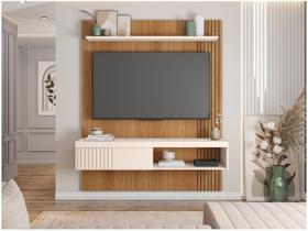 Painel Jade para TV Até 65 Polegadas MDF MDP com Porta de Correr Nicho e Prateleira Painel de Sala Design Contemporâneo