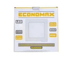 Painel Led 12W Economax Sobrepor Quadrado Branco Frio 6500k