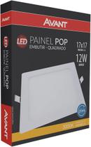 Painel LED 12w Embutir Quadrado 17x17 3000k Branco Quente - Avant