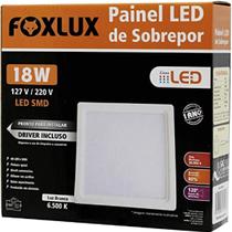 Painel LED 22x22 Quadrado Branco Sobrepor 18W 6500K Foxlux