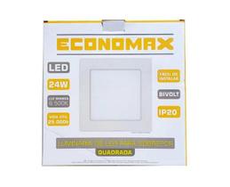 Painel Led 24W Economax Sobrepor Quadrado Branco Frio 6500k