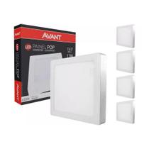 Painel Led Avant Quadrado Sobrepor 12w 6500k Bivolt 5 Uni.