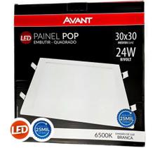 Painel led de embutir quadrado 30cm 24w 6500k bivolt emissão de luz branca avant