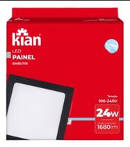 Painel Led de embutir quadrado cor preta 24w 6.000k - Kian