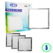 Painel LED Embutir 16w Alumínio 3 Unid Branco Frio Quadrado L&D 215