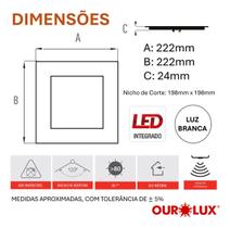 Painel Led Embutir 18W Sensor de presença Ourolux