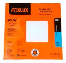 Painel LED Embutir Foxlux 45W 4000K Branco Frio 3600lm Bivolt Slim LED SMD com Driver em Alumínio Escritórios Consultórios Lojas Cozinhas Recepções Painel LED Embutir Foxlux 45W 4000K Branco Frio 3600lm Bivolt Slim LED SMD com Driver em Alumínio Escritórios Consultórios Lojas Cozinhas Recepções