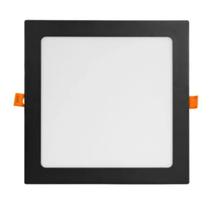 Painel LED Embutir Plano Quadrado 18W 3000K Preto Bivolt Opus