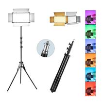 Painel LED Iluminador RGB Bicolor Pro LED 600 RGB com Tripé Iluminação para Estúdio 1,90m - S60