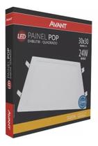 Painel Led Luminária Plafon de Embutir Quadrada 24w 3000k Luz Branco Quente Bivolt