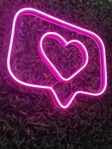 Painel Led Neon Letreiro Like Instagram Coração 25x20cm