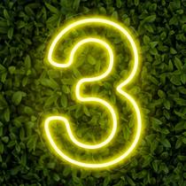 Painel Led Neon Número 3 Tres Decoração Festa Iluminação 50cm