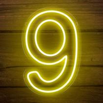 Painel Led Neon Número 9 Nove Decoração Festa Iluminação 50cm Painel Led Neon Número 9 Nove Decoração Festa Iluminação 50cm